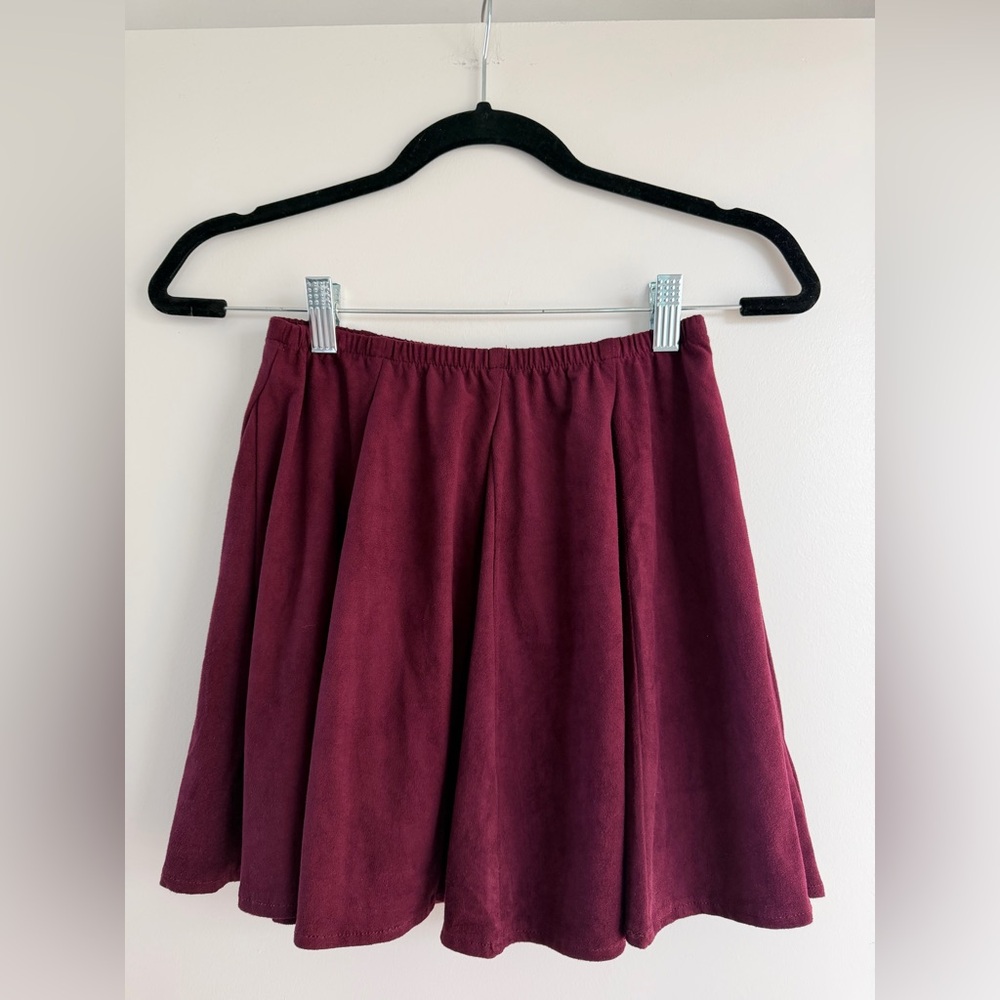 BRANDY MELVILLE Suede Maroon Mini Skirt